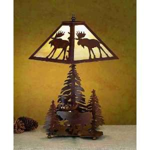  21H Moose With Pinetree Table Lamp