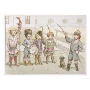  German Children Play Die Wacht Am Rhein Giclee Poster 