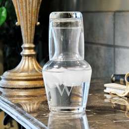 Bedside Water Carafe Decanter Glass Initial Nightstand  