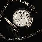   White Dial Dark Stainless Steel Pocket Watch Women Quartz Antique Man