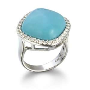  FAUX TURQUOISE RING WITH WHITE CZ CHELINE Jewelry