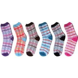  Women Fuzzy Socks Check Design Case Pack 72 Everything 