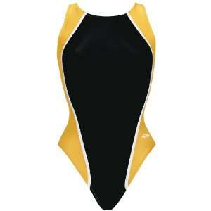  Dolfin Swimwear Traditional Team Panel Swimsuit BLACK/GOLD 