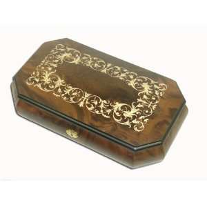  Dark Wood Arabesque Inlaid Sorrento Musical Jewelry Box w 