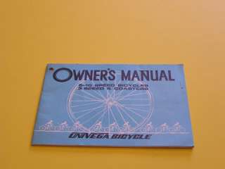 Univega Owners Manual 5 10 Speed 3 Speed Coasters Bike  