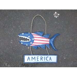   America Shark Attack Sign 15   Americana Decor Patio, Lawn & Garden