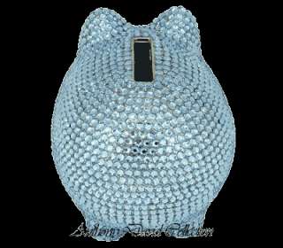 Crystal covered Coin Piggy Bank with Swarovski Crystals   Blue   ITS 