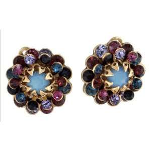 Vintage Style Michal Negrin Admirable Flower Shaped Clip on Earrings 