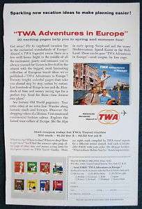 TWA   Adventures1962   Vintage Magazine Travel Ad  