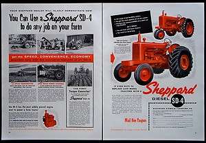 1956 Sheppard Diesel SD 4 Tractor Magazine Ad  