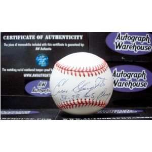 Enos Slaughter Autographed Baseball   inscribed 56 58 WS 