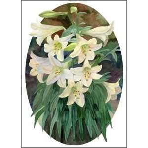  Easter Lilies Lily White Floral Flower Six Note Cards by 