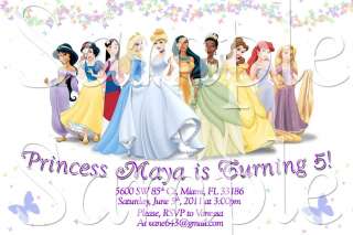 Disney Princess Custom Birthday Invitation YOU PRINT  
