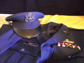 USAF UNIFORM COMPLETE W/HAT AND AF MEDALS MED VGC  