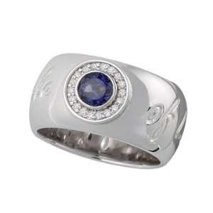 Petra Azar Circle of Love Ring with Round Blue Sapphire and Diamond 