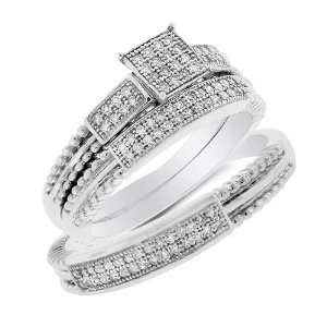 Size 4.5   .925 Sterling Silver Plated in White Gold Rhodium Diamond 