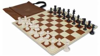 Club Black & Ivory Plastic Chess Set Kit   Brown Bag  