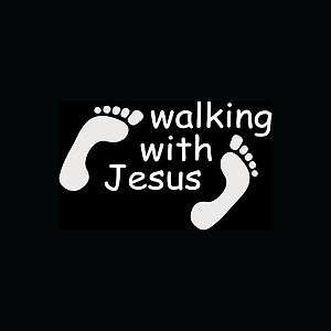 WALKING WITH JESUS Sticker Religious Car Window Vinyl Decal God 