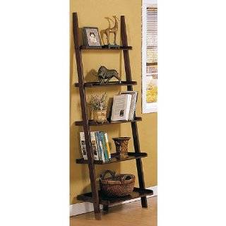 Walnut 5 tier Leaning Ladder Book Shelf