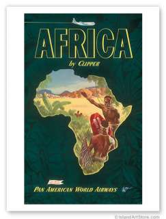 Vintage Travel Poster AFRICA Pan Am American Clipper   