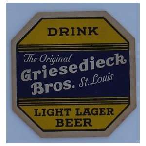  Beer Coaster Griesedieck Bros. 1940`s 3 3/4 Octogon 