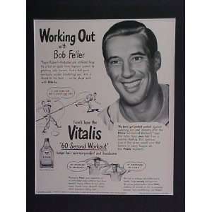 Bob Feller Cleveland Indians 1948 Vitalis Advertisement Bulletin 14 X 