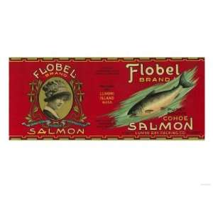  Flobel Salmon Can Label   Lummi Island, WA Giclee Poster 