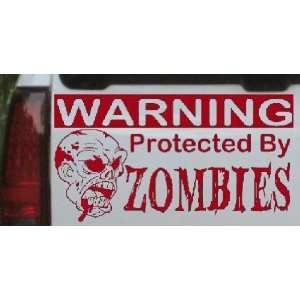 Protected By Zombies Funny Car Window Wall Laptop Decal Sticker    Red 