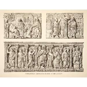   Ancient Roman Archeology Art   Relief Line block Print