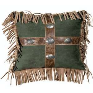   Mustang Canyon Raven Suede & Butte Leather Throw Pillow