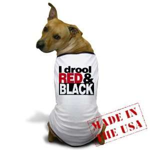  I Drool Red and Black Funny Dog T Shirt by  Pet 