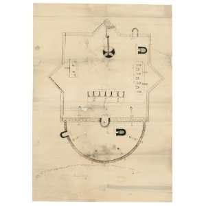  Civil War Map Plan of Fort Powhatan, Prince George County, Virginia 