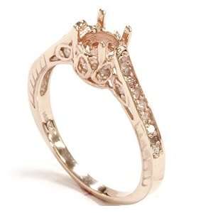 Vintage .20 CT Diamond Rose Gold Engagement Ring Setting Mounting Deco 