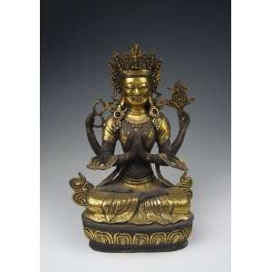  one Gilt Copper Tibetan Buddha Statue, Chinese Antique 