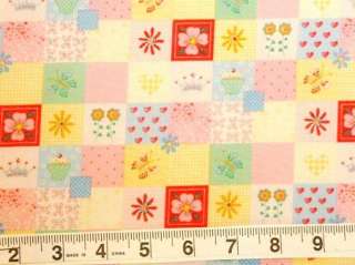 Fairy Princess block print cheater quilt top back BTY  