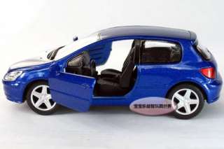 New Peugeot 307 XSI Hatchback 132 Alloy Diecast Model Car Blue B183d 