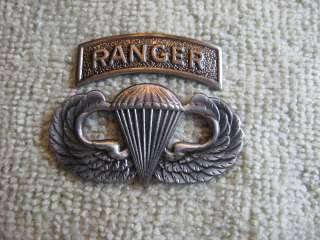 Airborne Ranger Jump Wings & Tab Badges 75th Parachute Pin US Army 