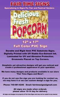 POPCORN Concession Sign   Rectangle PVC Full Color Laminated Sign 