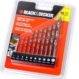 Black & Decker 10 Piece High Speed Steel General Purpose Drill Bit Set 