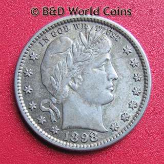 USA 1898 BARBER QUARTER SILVER TONED SUPERB DETAILS  