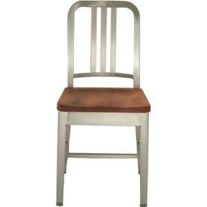  navy chair with natural wood seat life time warranty