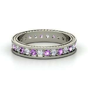  Anisha Ring, Sterling Silver Ring with Amethyst & Diamond 