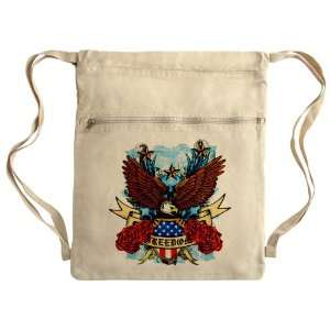 Messenger Bag Sack Pack Khaki Freedom Eagle Emblem with United States 