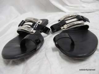 Roger Vivier Black Zebra & Patent Leather Sandals 39.5  