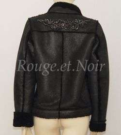 SALE ANTIK BATIK embroidered SHEEPSKIN jacket black SM  