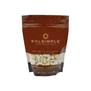 Sol Simple Organic Cashews, No Salt, No Oil 6 oz. (Pack of 12)  