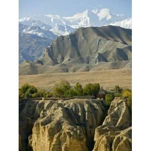 Annapurna I, with Dry Hills and a Chorten, from the North, in Mustang 