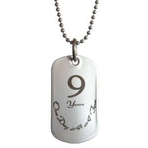 9 Year Sobriety Anniversary Stainless Steel Dog Tag 