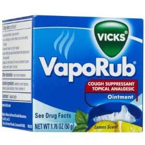 Vicks VapoRub Topical Cough Suppressant Ointment, Lemon, 1.76 oz 