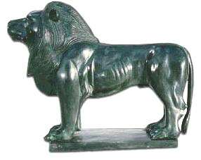 Cast Bronze Standing Lion Statue  
